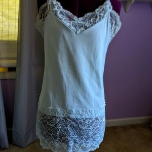 Pale blue Shaper tank with lace White House Black Market M